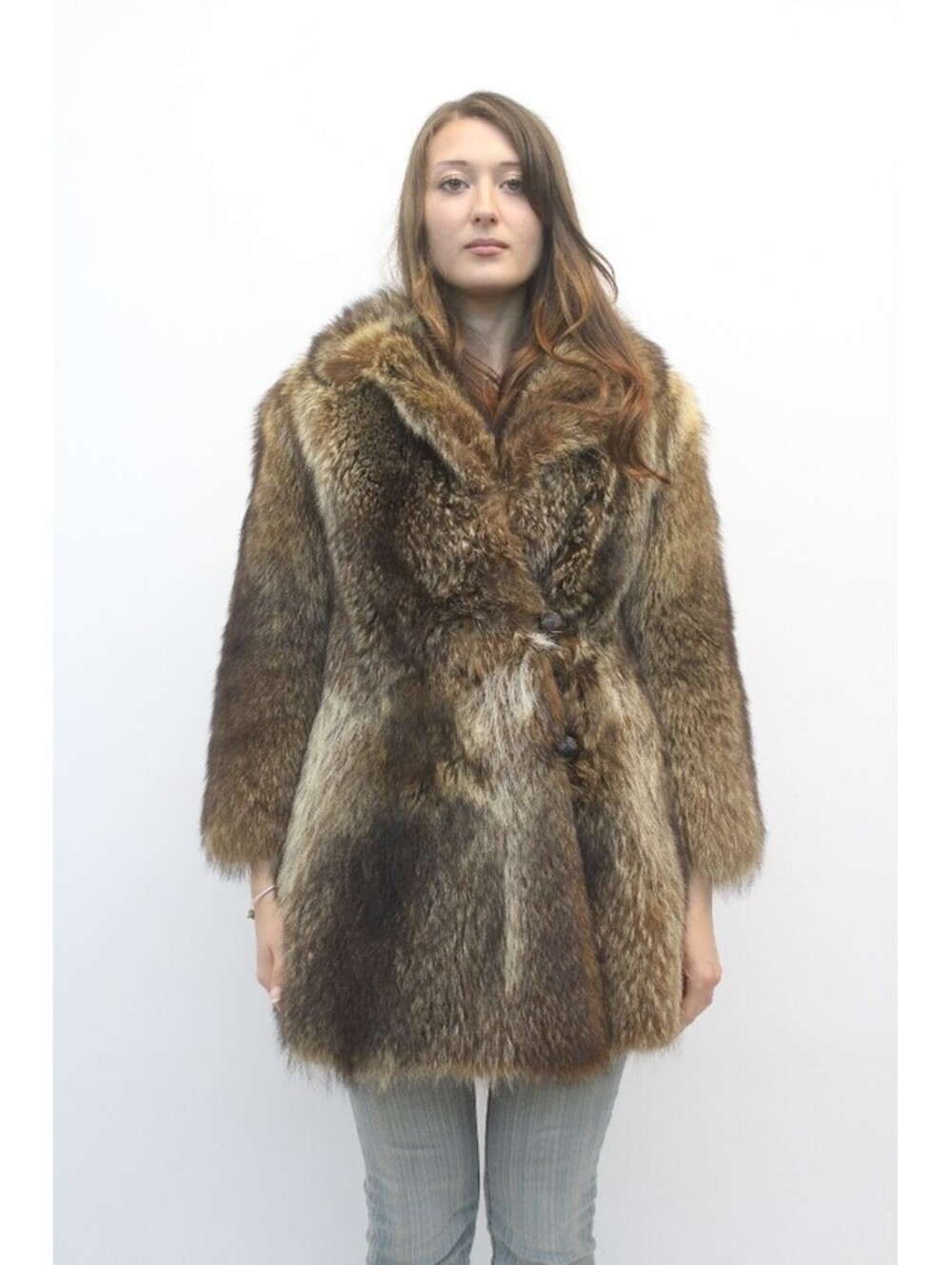 MINT RACCOON FUR JACKET COAT WOMEN WOMAN SIZE 2-4 PETITE